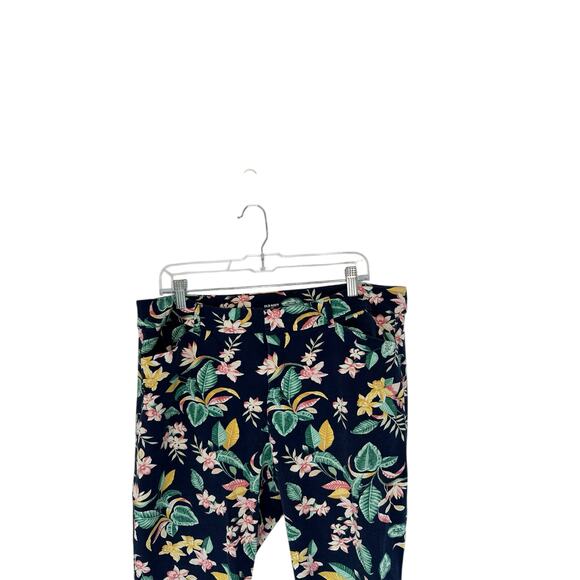 Old Navy Blue Floral Office‎ Secret Slim Pocket Straight Leg Pixie Pants Size 16 - Picture 4 of 12